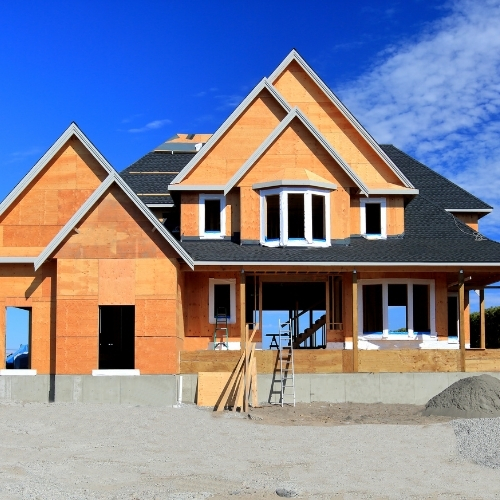 rough-framed new home construction